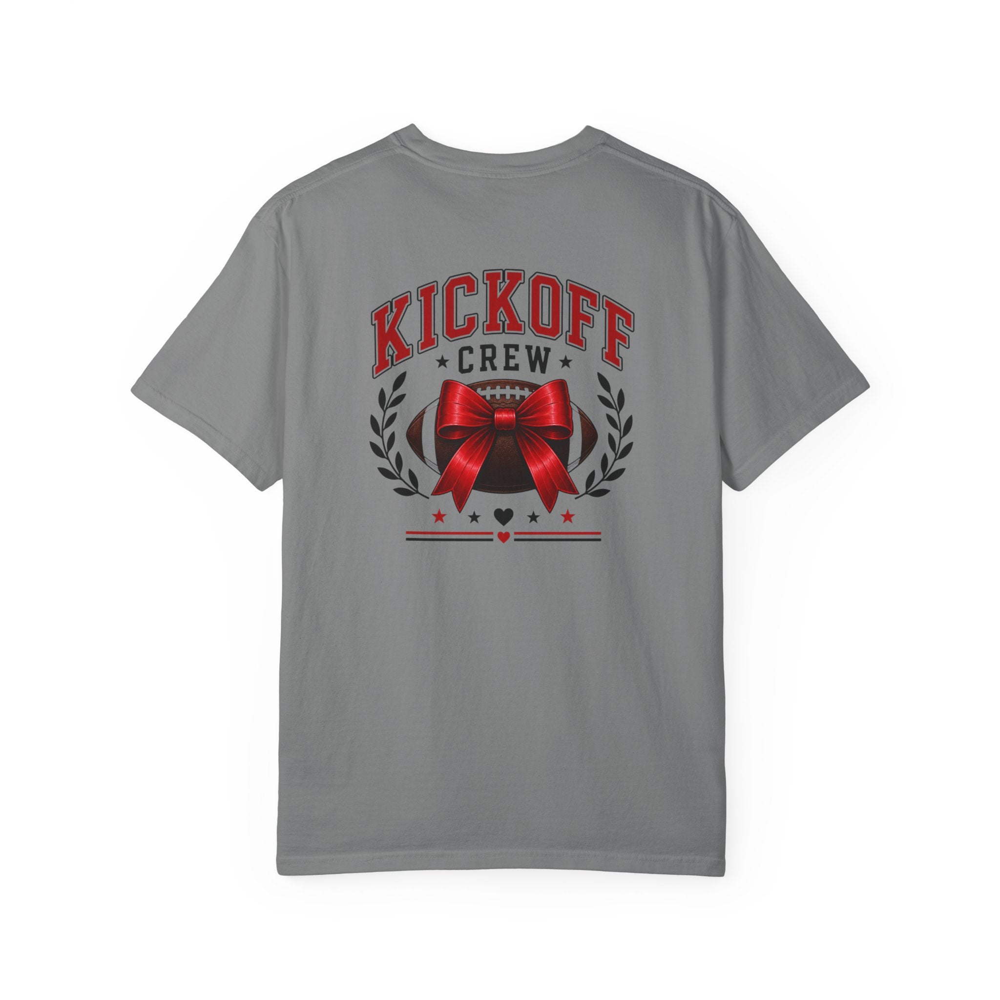 Kickoff Crew T-Shirt — Red Bow Game Day Tee- tailgate shirt- coquette game day shirt