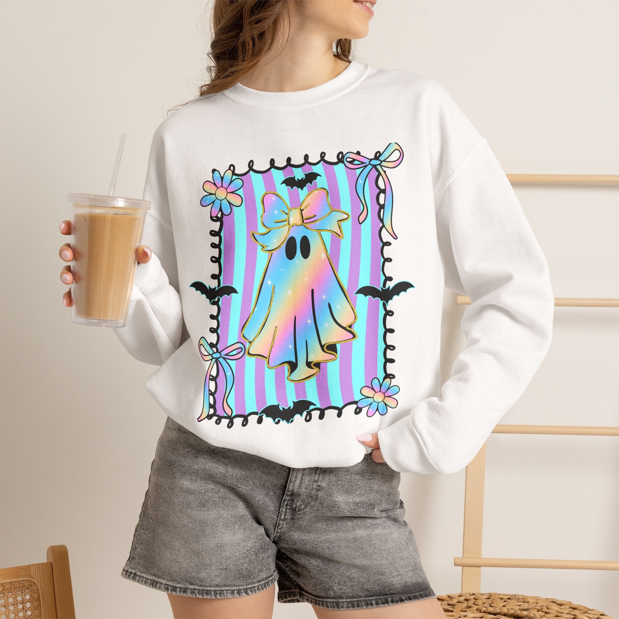 Tie-Dye Ghost Floral Frame Sweatshirt