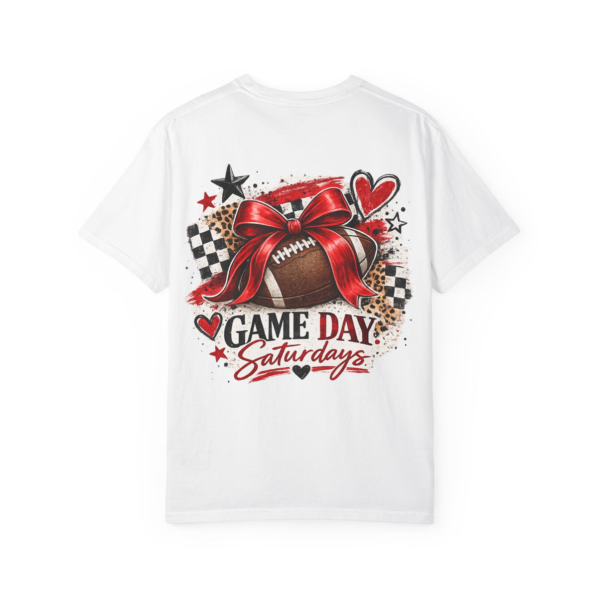 Game Day Saturdays Football T-Shirt — Red Bow Graphic (UGA Fan Tee)