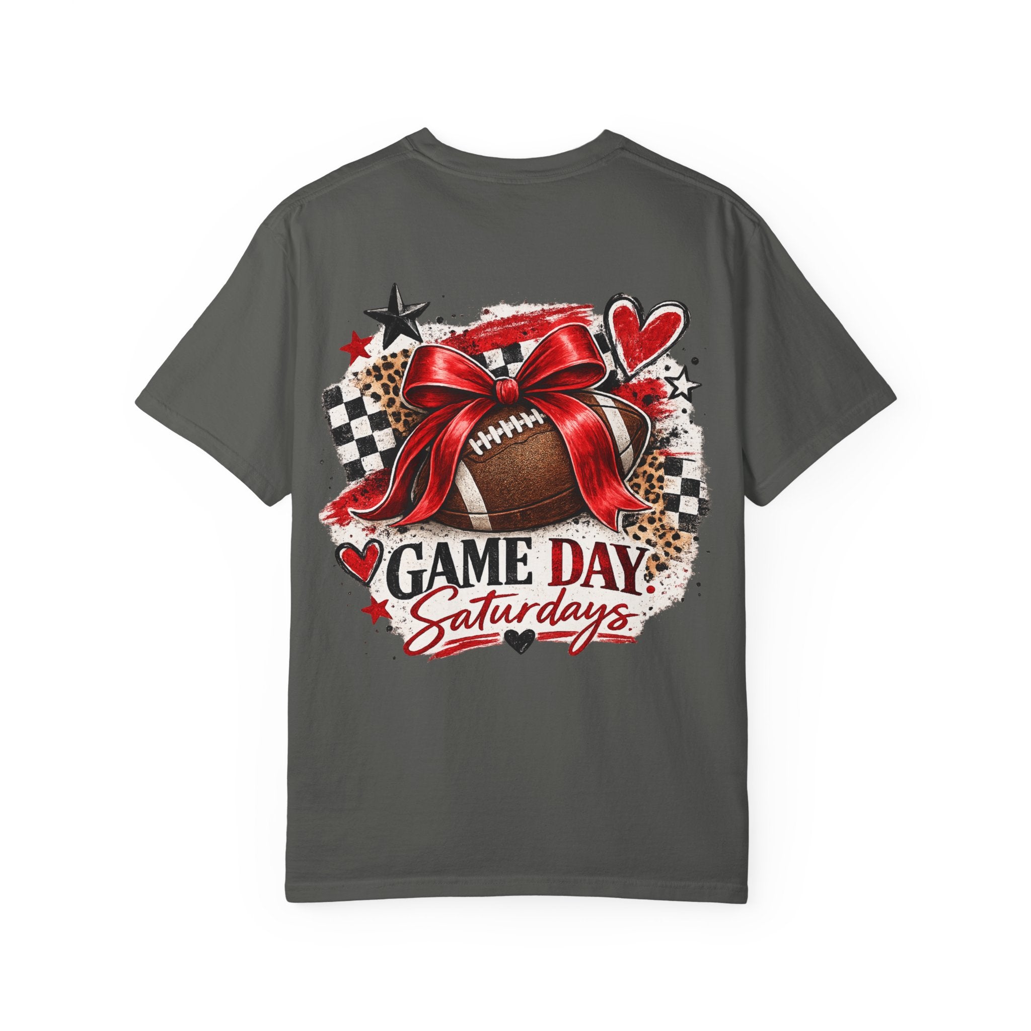 Game Day Saturdays Football T-Shirt — Red Bow Graphic (UGA Fan Tee)