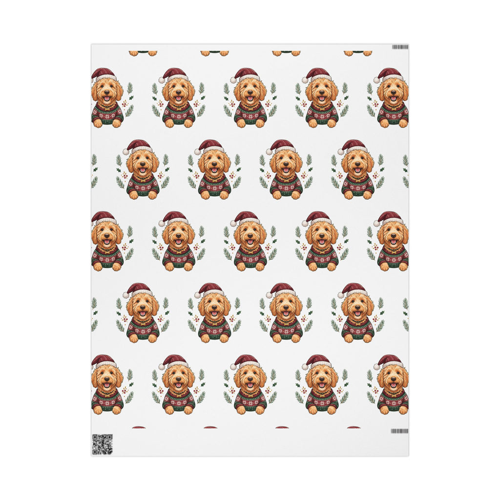 Holiday Goldendoodle Wrapping Paper Roll — Festive Red & Green Goldendoodle Pattern for Christmas Gift Wrap