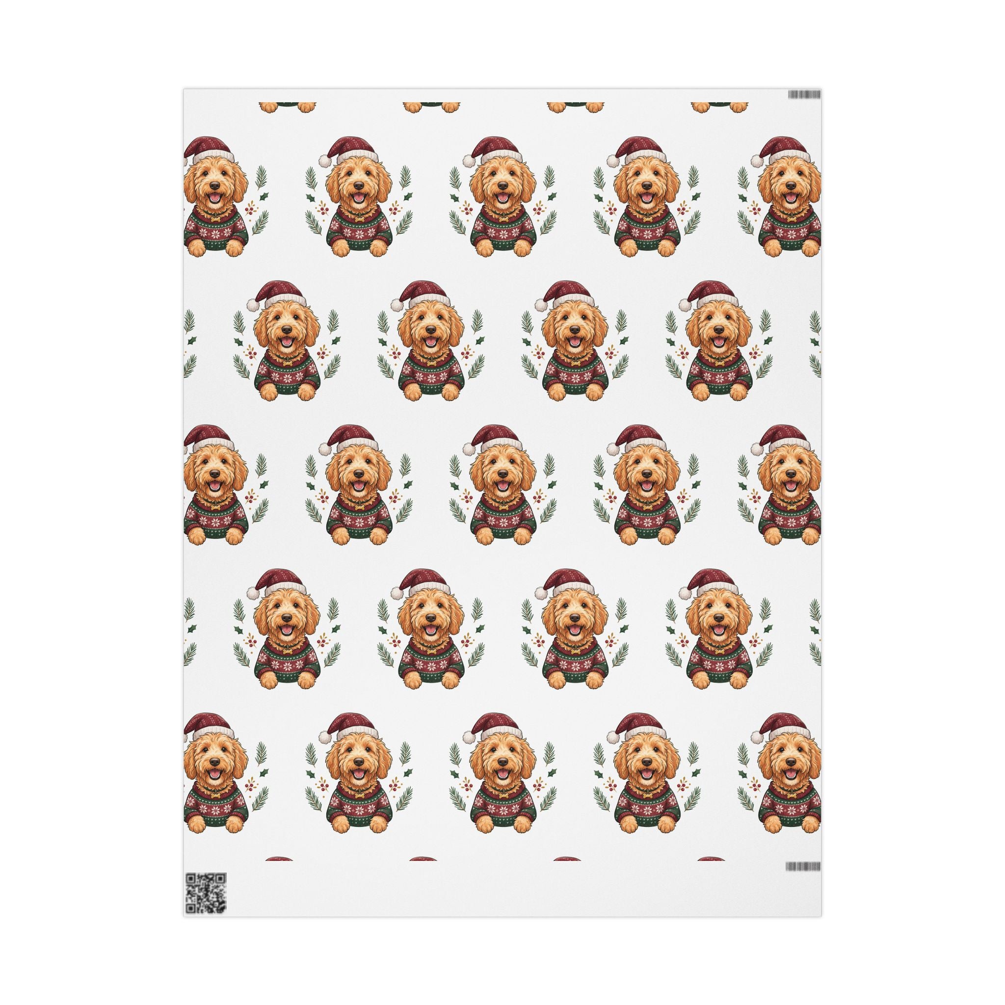 Holiday Goldendoodle Wrapping Paper Roll — Festive Red & Green Goldendoodle Pattern for Christmas Gift Wrap