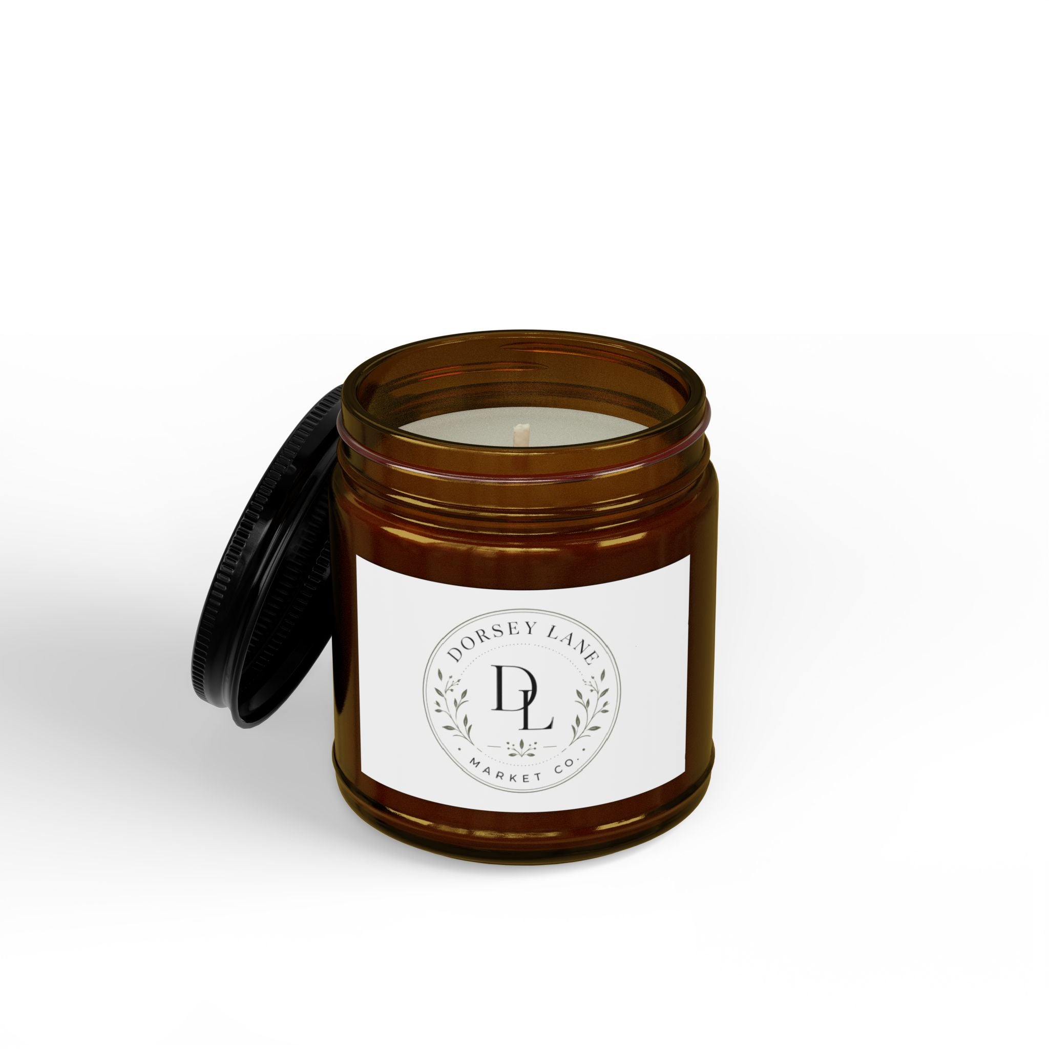 Scented Soy Candle Jar — Amber Glass with Black Lid (4 oz & 9 oz)