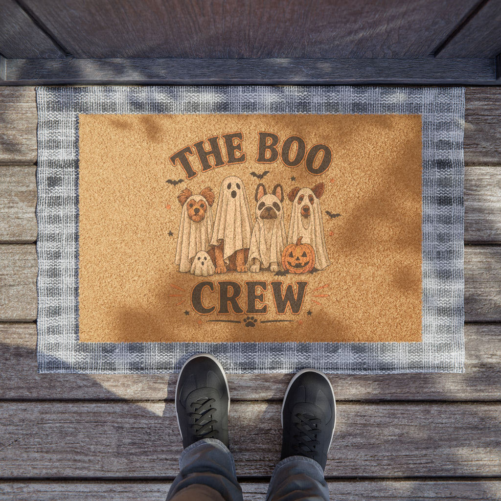 Halloween Doormat - "The Boo Crew" Ghosts & Pumpkin Welcome Mat