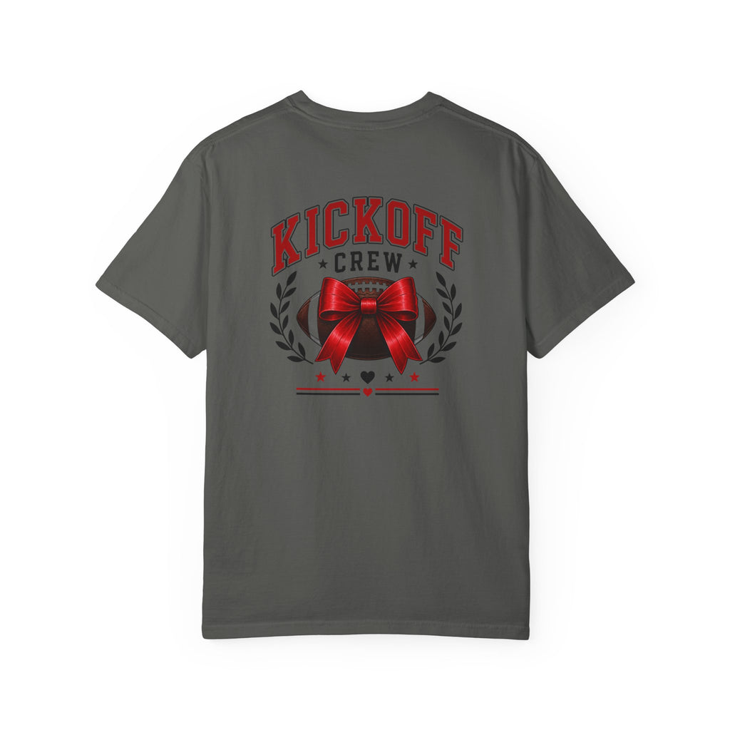 Kickoff Crew T-Shirt — Red Bow Game Day Tee- tailgate shirt- coquette game day shirt