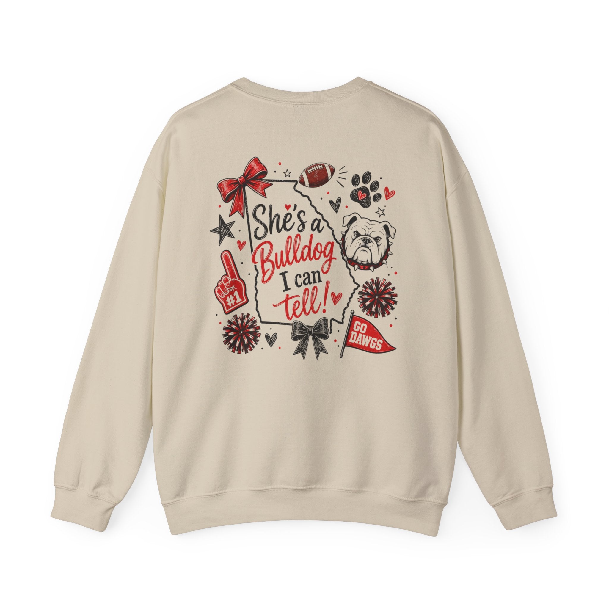Bulldog Crewneck Sweatshirt — "She's a Bulldog I Can Tell" Game Day Pullover