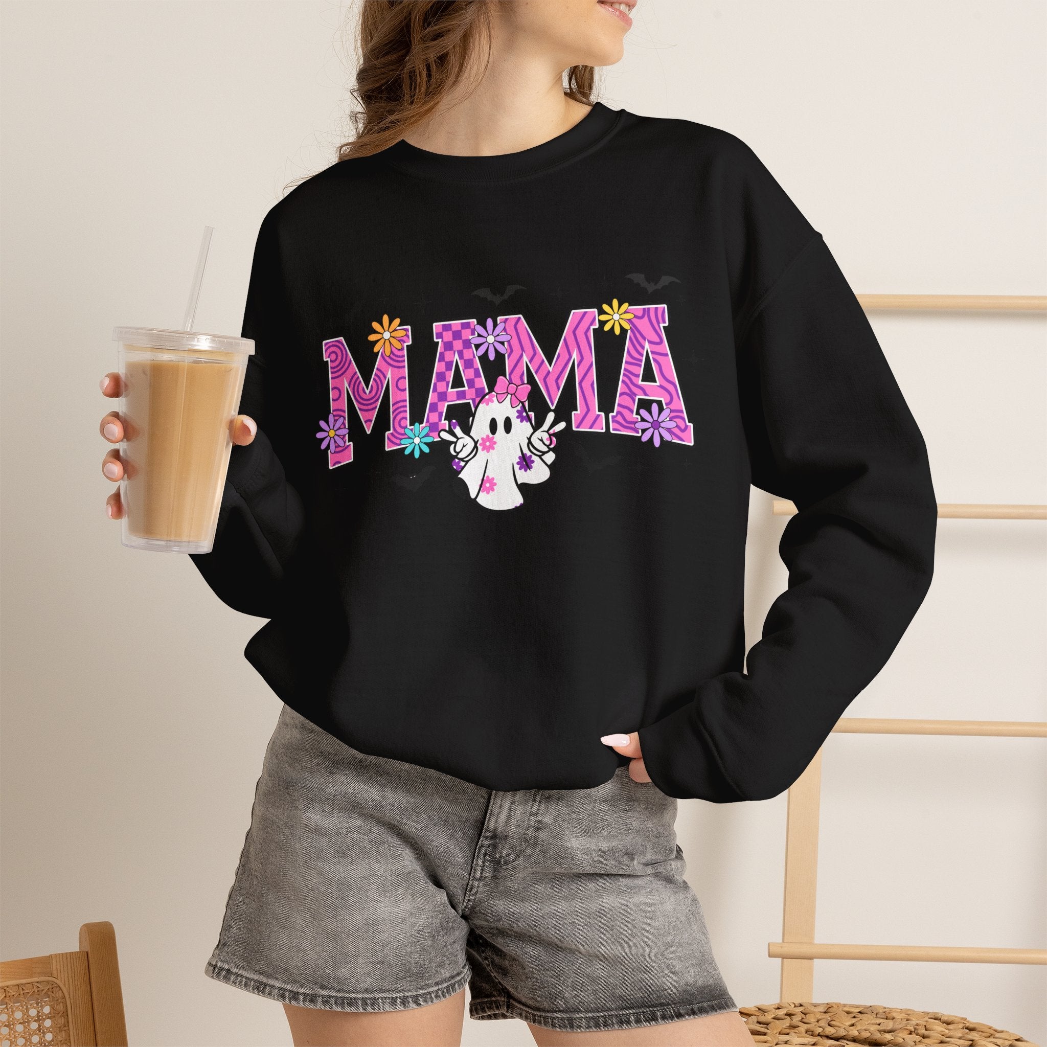 Mama Ghost Halloween Sweatshirt | Cute Spooky MAMA Letters