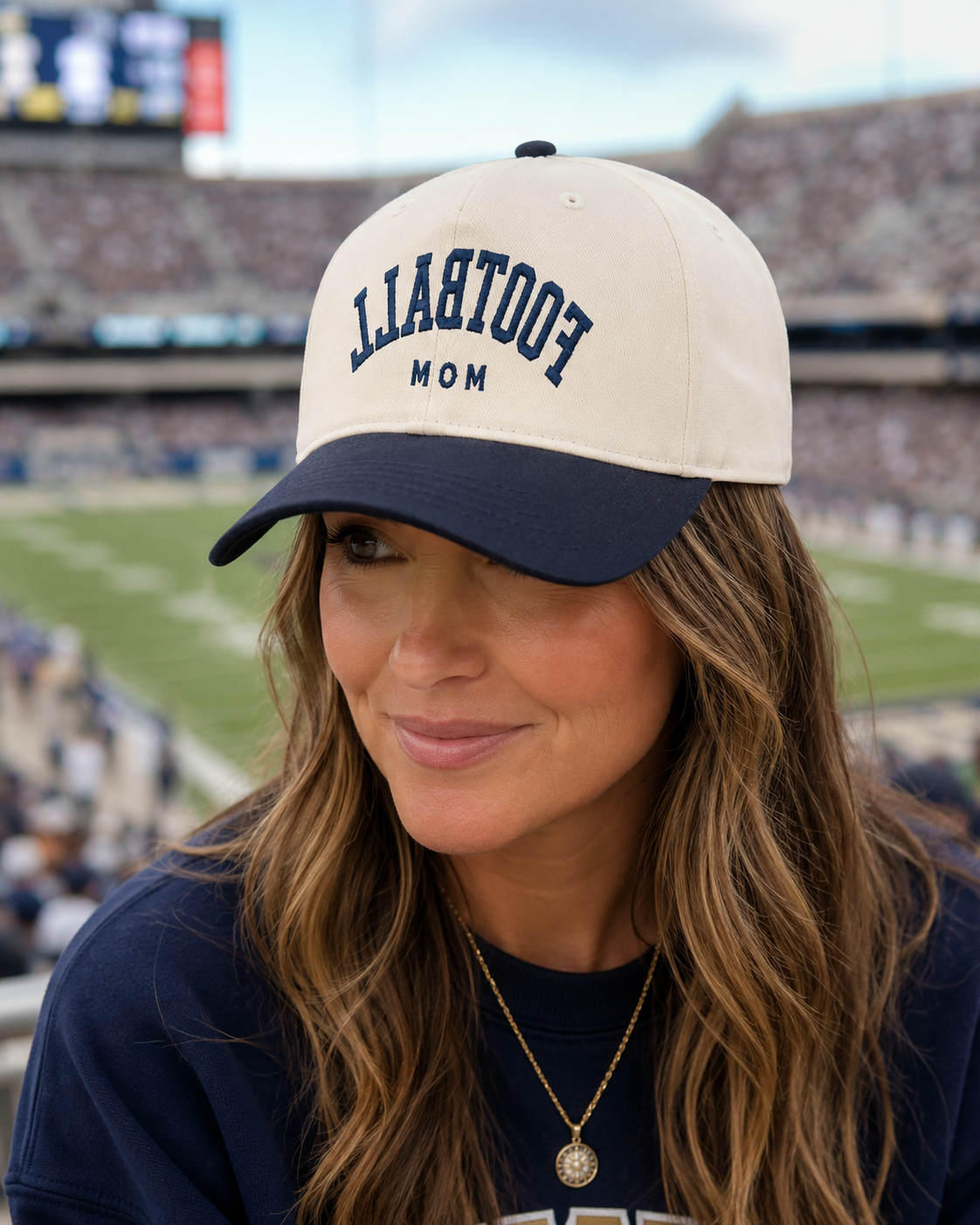 Football Mom Cap | Embroidered Mid Profile Baseball Cap