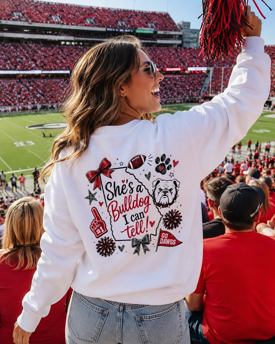 Bulldog Crewneck Sweatshirt — "She's a Bulldog I Can Tell" Game Day Pullover