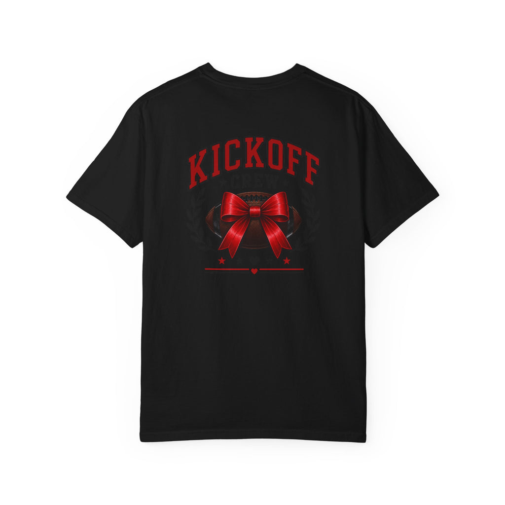 Kickoff Crew T-Shirt — Red Bow Game Day Tee- tailgate shirt- coquette game day shirt
