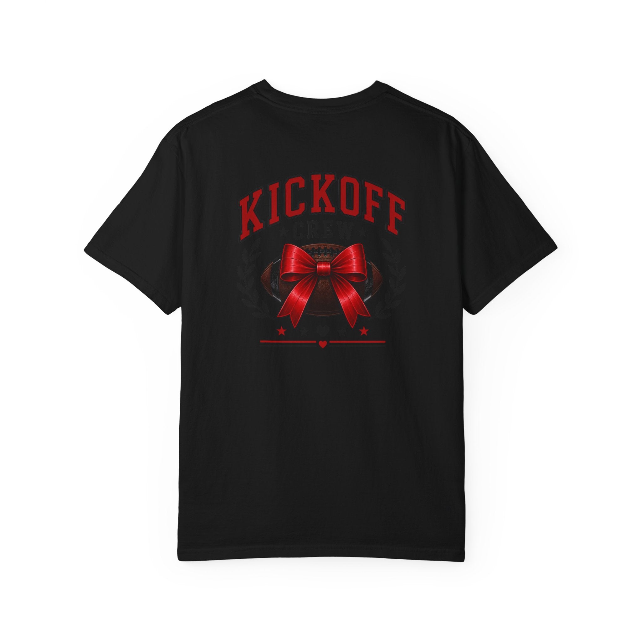 Kickoff Crew T-Shirt — Red Bow Game Day Tee- tailgate shirt- coquette game day shirt