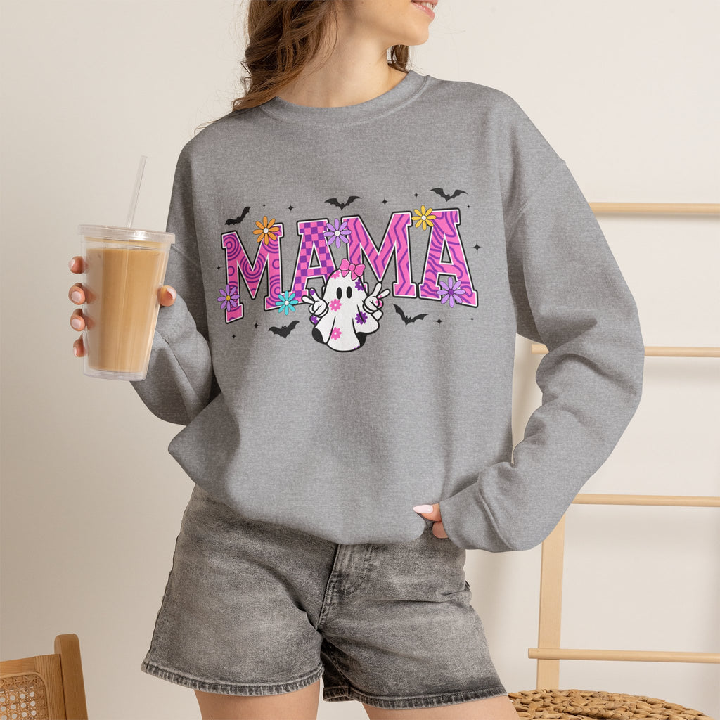 Mama Ghost Halloween Sweatshirt | Cute Spooky MAMA Letters