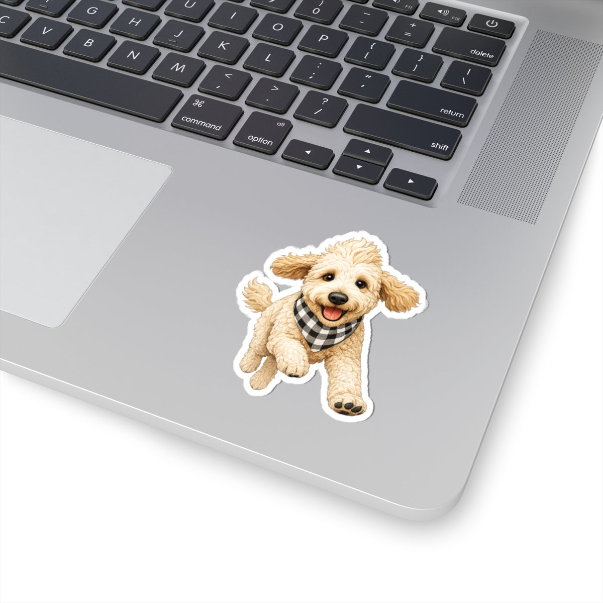 Goldendoodle Puppy Sticker — Cute Running Dog Kiss-Cut Decal
