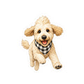 Goldendoodle Puppy Sticker — Cute Running Dog Kiss-Cut Decal