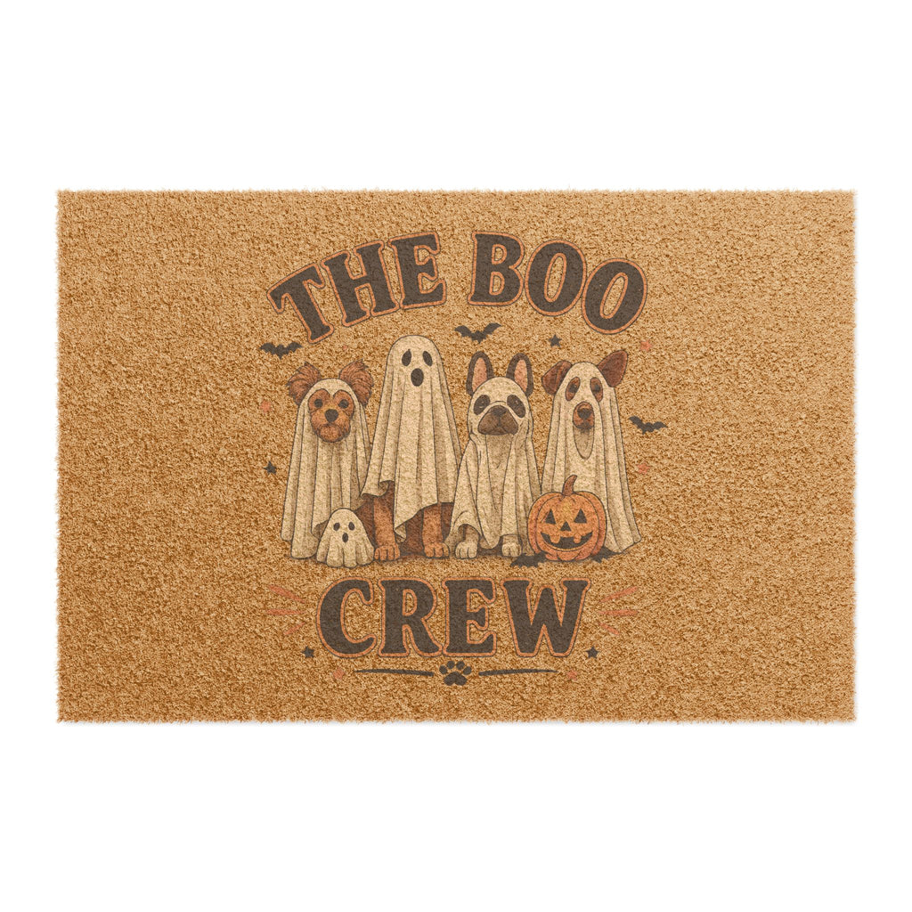 Halloween Doormat - "The Boo Crew" Ghosts & Pumpkin Welcome Mat