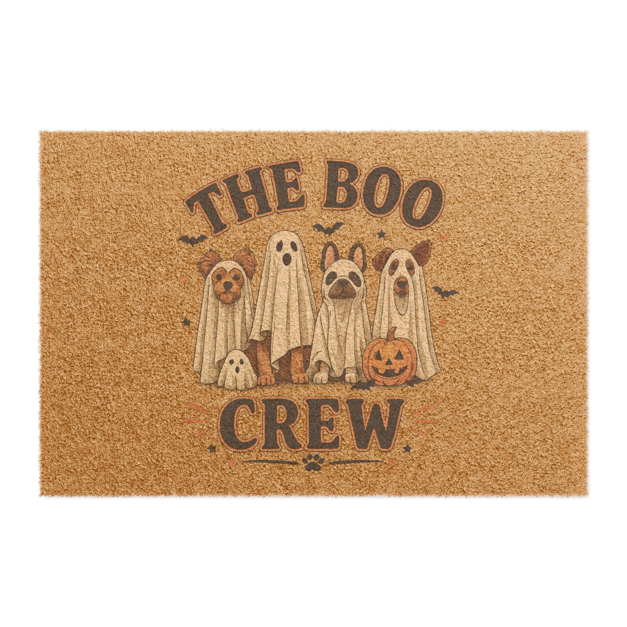 Halloween Doormat - "The Boo Crew" Ghosts & Pumpkin Welcome Mat
