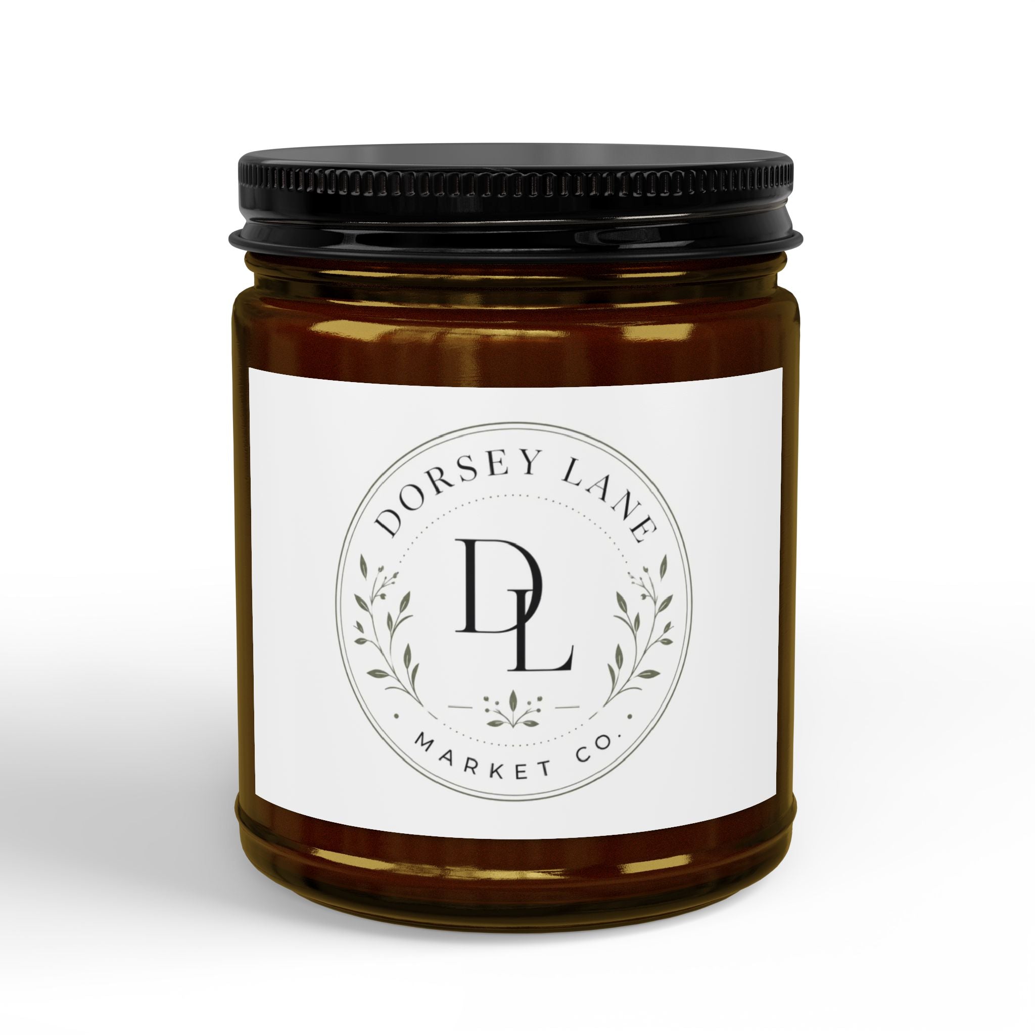 Scented Soy Candle Jar — Amber Glass with Black Lid (4 oz & 9 oz)
