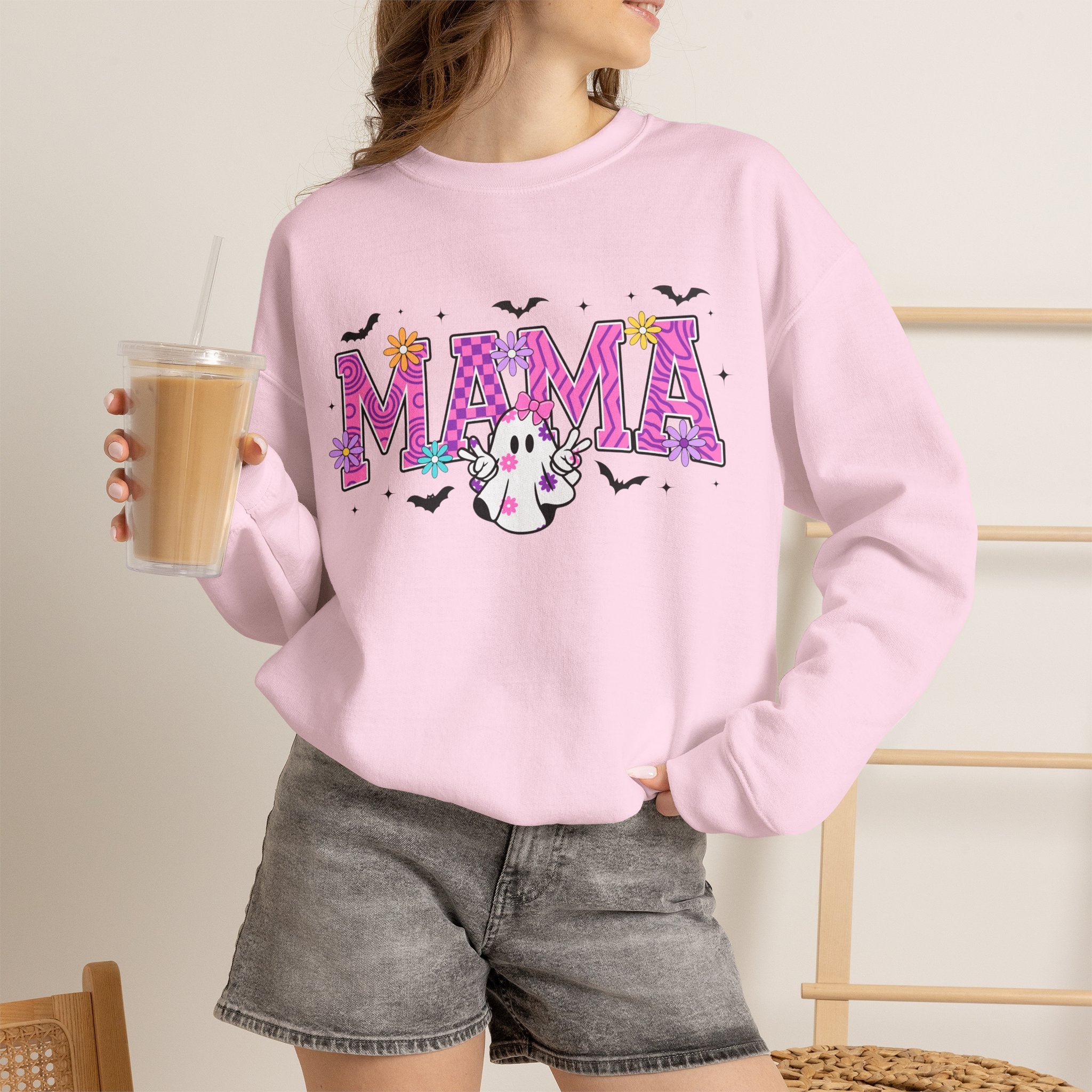 Mama Ghost Halloween Sweatshirt | Cute Spooky MAMA Letters