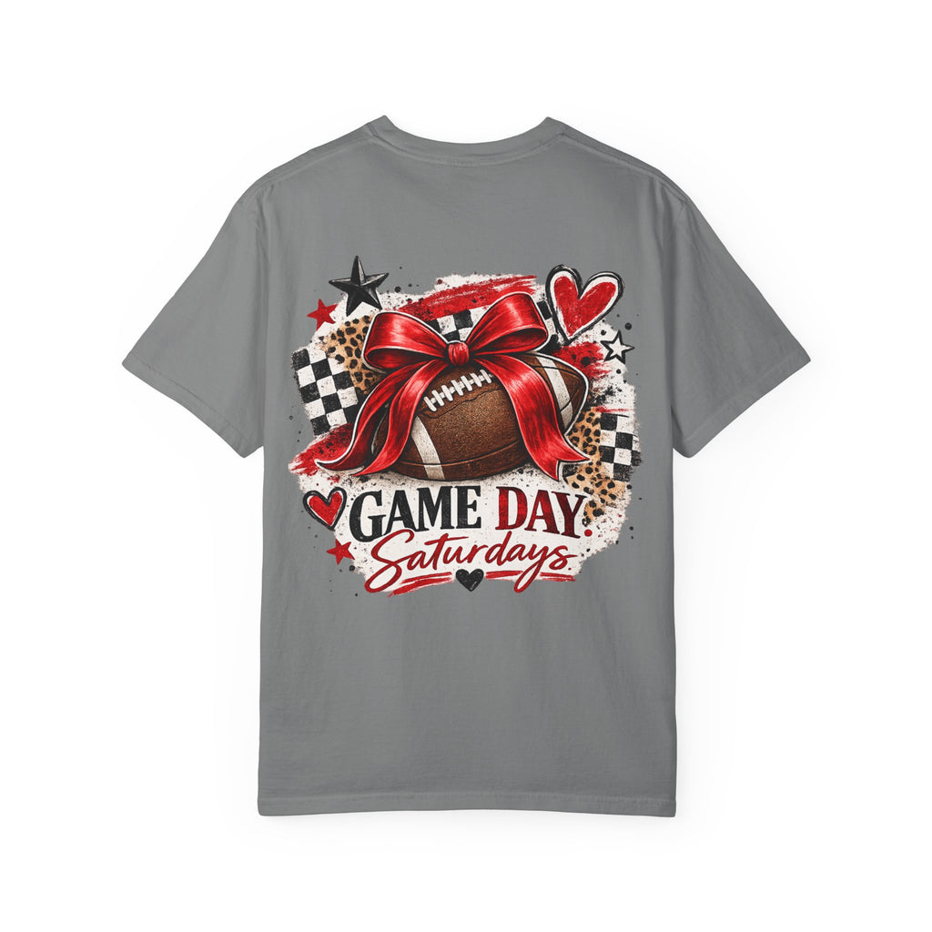 Game Day Saturdays Football T-Shirt — Red Bow Graphic (UGA Fan Tee)