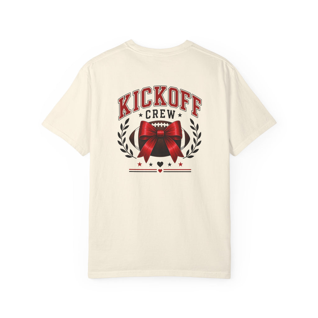 Kickoff Crew T-Shirt — Red Bow Game Day Tee- tailgate shirt- coquette game day shirt